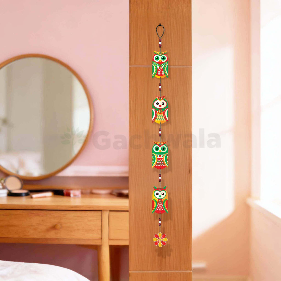 Handcrafted Wooden Owl Wall Hanging for Home &amp; Entrance | Multicolor Decorative Hanging for Living Room, Balcony, Door &amp; Festive Décor (Nazar Raksha)