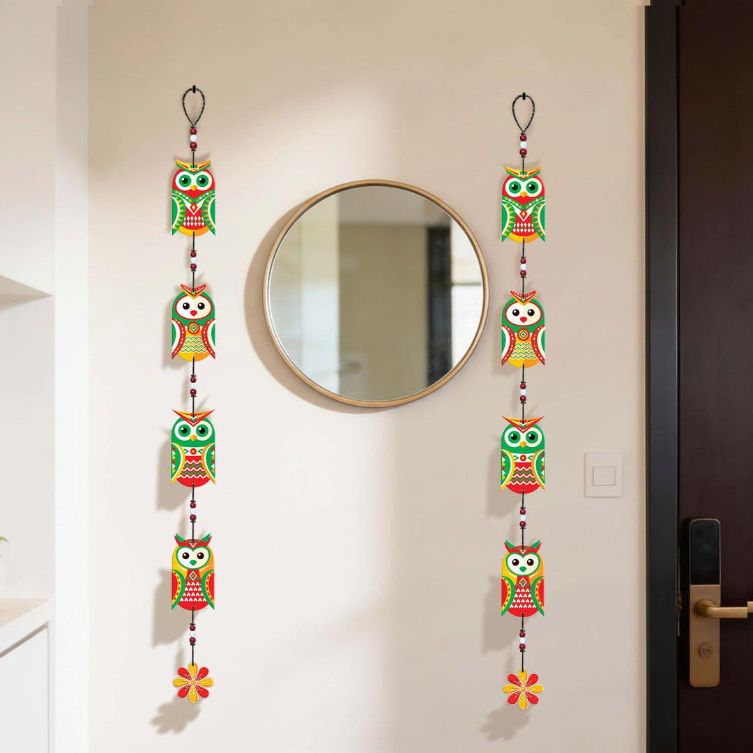 Handcrafted Wooden Owl Wall Hanging for Home &amp; Entrance | Multicolor Decorative Hanging for Living Room, Balcony, Door &amp; Festive Décor (Nazar Raksha)