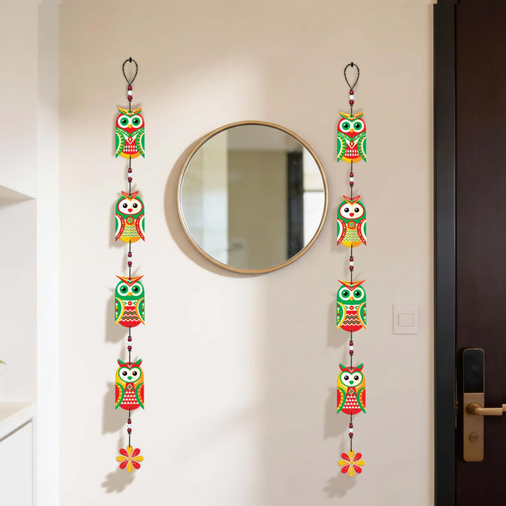 Handcrafted Wooden Owl Wall Hanging for Home &amp; Entrance | Multicolor Decorative Hanging for Living Room, Balcony, Door &amp; Festive Décor (Nazar Raksha)