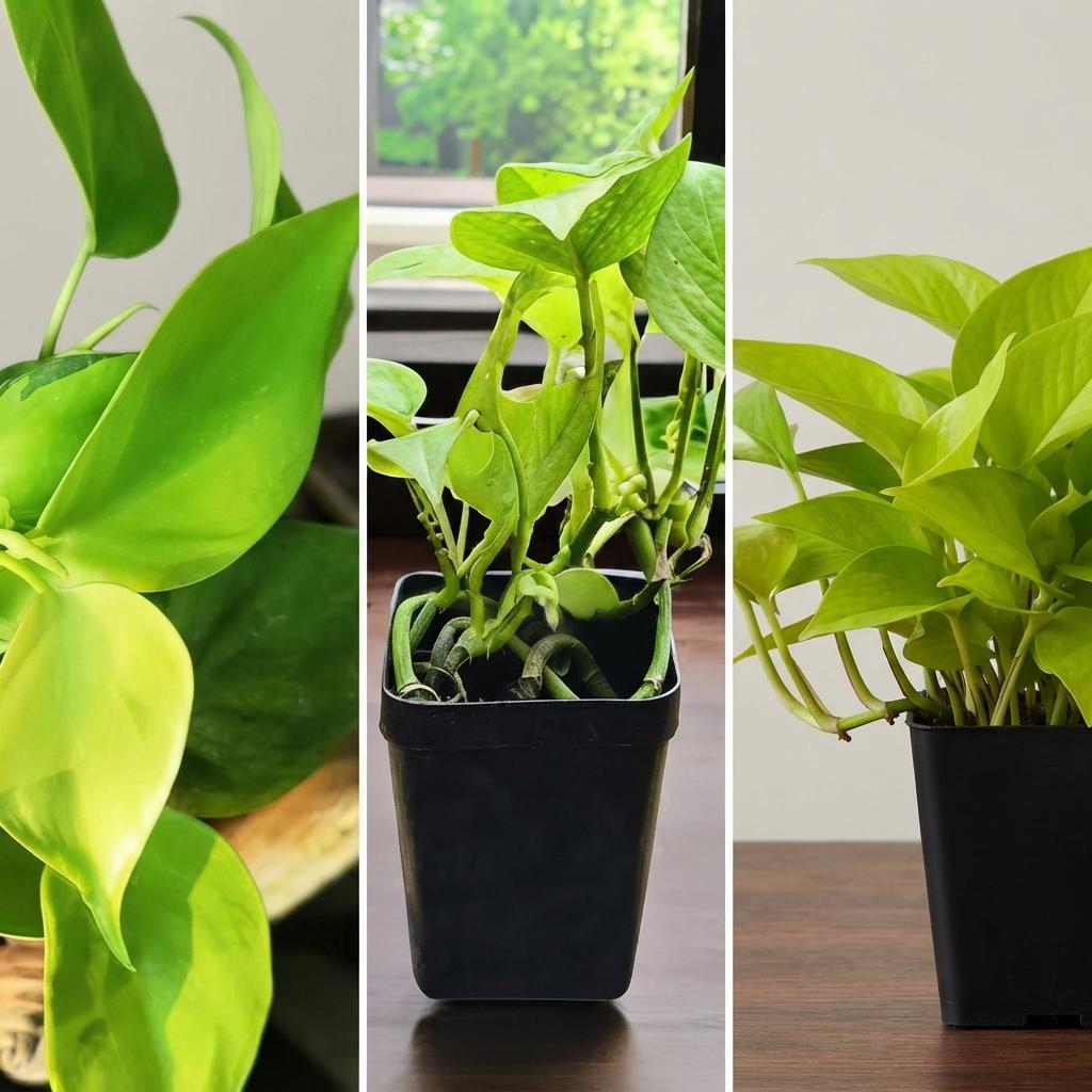 Neon Money Plant (Neon pothos) | Hanging Plant | Decor Plant for Indoor and Garden | Luck Bringing Table Plant | 1 Healthy Live Plant with Pot