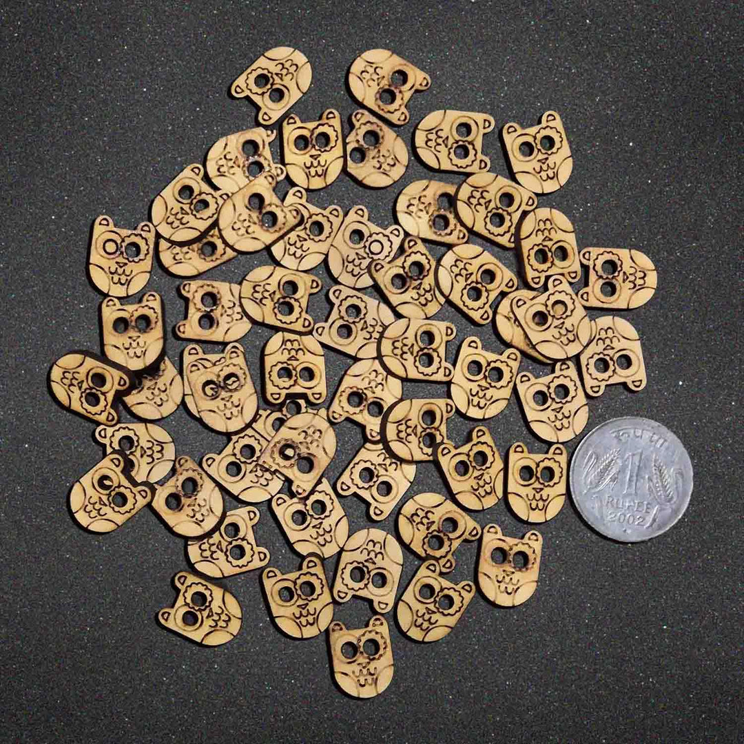 50 Pieces Wooden Buttons for Clothes | Natural Round Wooden Shirt Buttons for Men &amp; Women | Ideal for Kurtas, Kurtis, Sewing, Crafts &amp; Embroidery (Design 5 Owl)