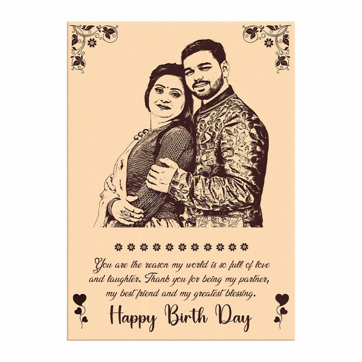 Romantic Custom Engraved Wooden Photo Frame for Couple – Personalized Birthday Gift for Girlfriend, Boyfriend or Anniversary | Wooden Frame with Photo &amp; Names