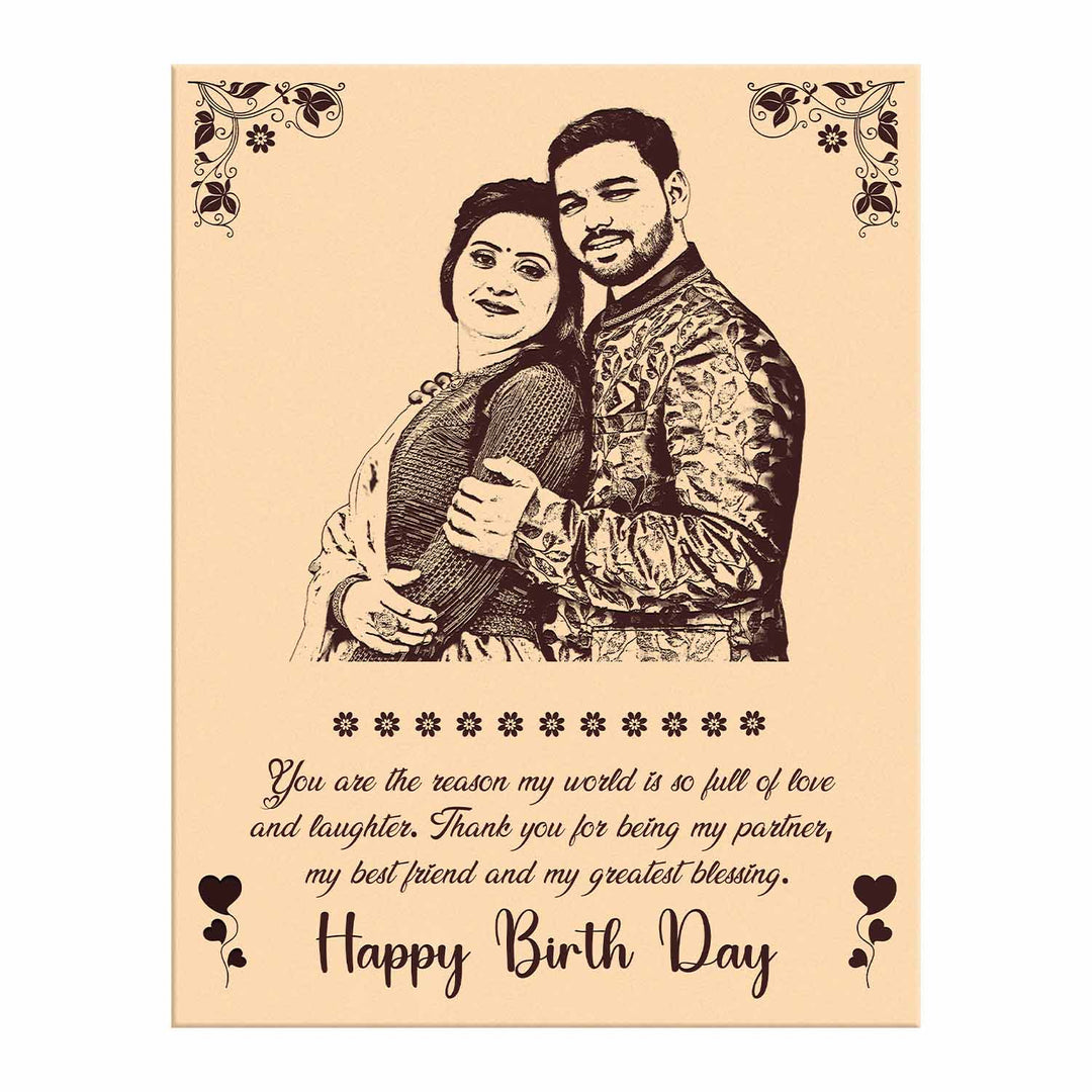 Romantic Custom Engraved Wooden Photo Frame for Couple – Personalized Birthday Gift for Girlfriend, Boyfriend or Anniversary | Wooden Frame with Photo &amp; Names