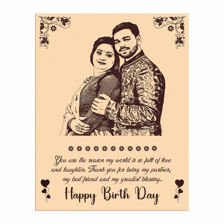 Romantic Custom Engraved Wooden Photo Frame for Couple – Personalized Birthday Gift for Girlfriend, Boyfriend or Anniversary | Wooden Frame with Photo &amp; Names