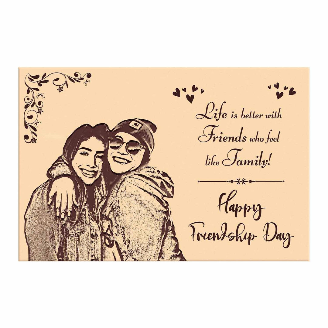 Customized Engraved Wooden Photo Frame | Unique Friendship Day Gift | Personalized Wooden Frame for Friends | Thoughtful Keepsake for Special Memories