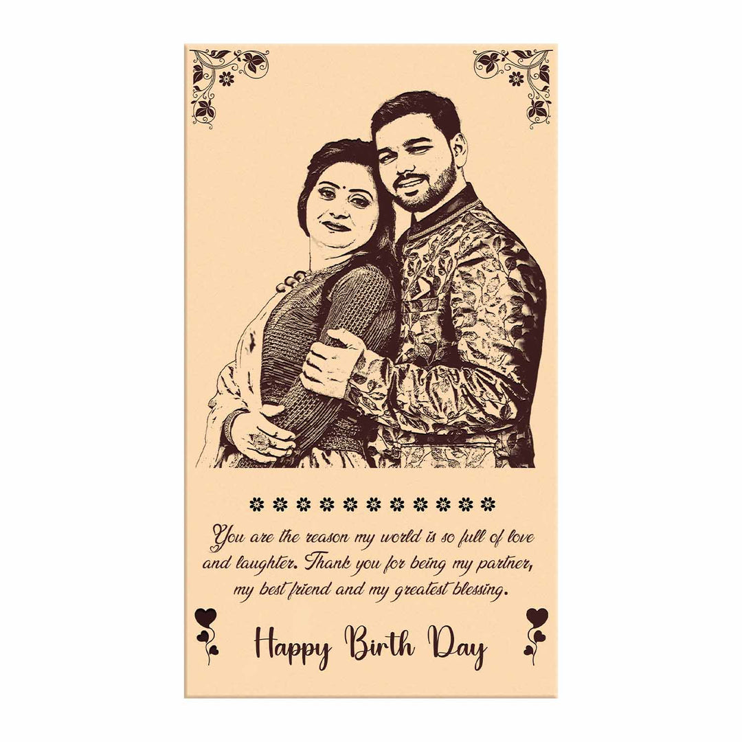 Romantic Custom Engraved Wooden Photo Frame for Couple – Personalized Birthday Gift for Girlfriend, Boyfriend or Anniversary | Wooden Frame with Photo &amp; Names