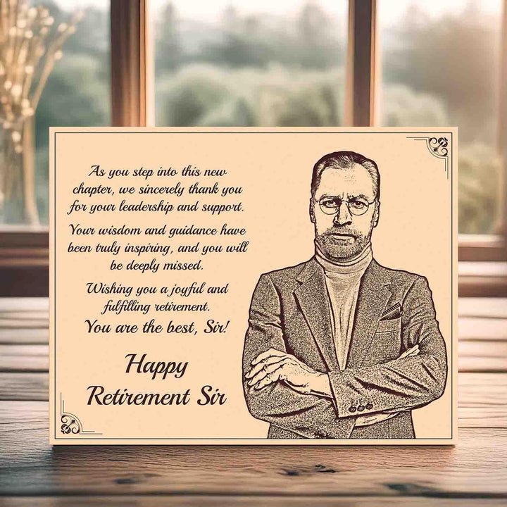 Customized Wooden Photo Frame – Engraved Retirement Gift for Father, Mother, Boss, or Teacher – Personalized Keepsake for Farewell, Appreciation, and Memory Display