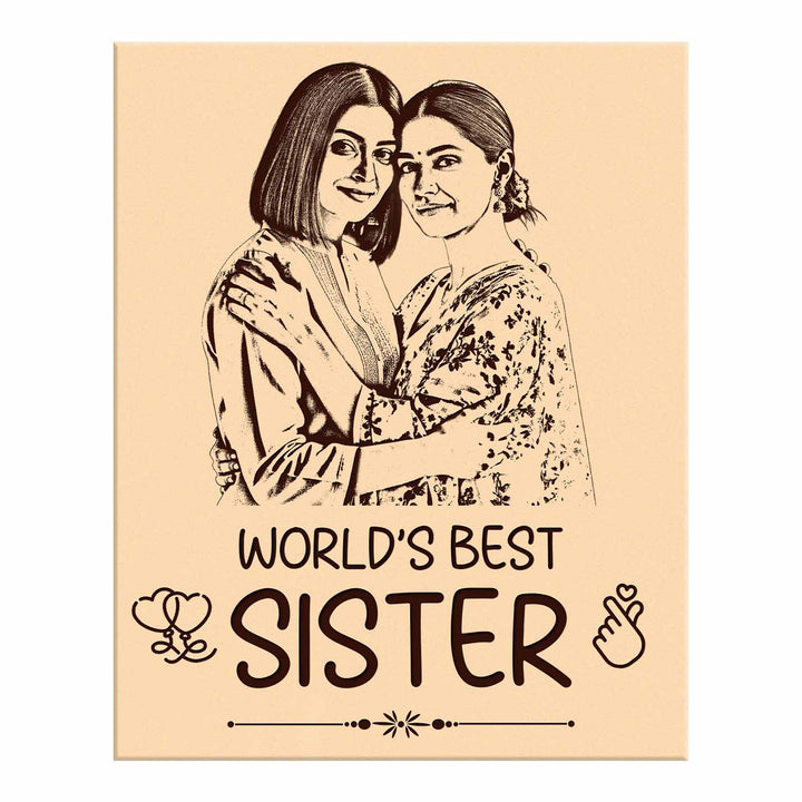 Personalized Wooden Photo Frame for Sister – Custom Engraved Birthday Gift, Rakhi Gift, or Memory Keepsake | Wooden Frame with Photo, Name &amp; Message