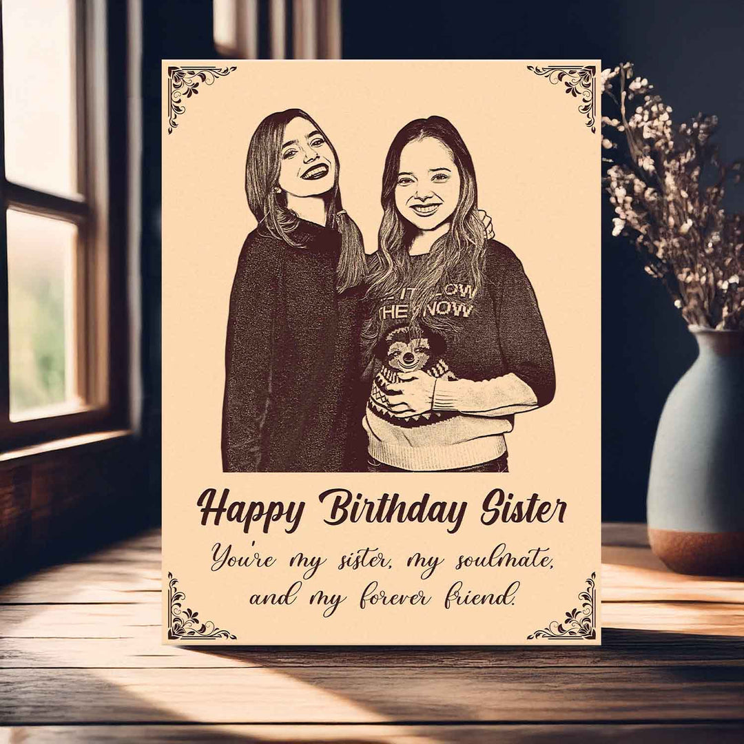 Gachwala Personalized Wooden Photo Frame | Custom Engraved Picture Frame | Thoughtful Birthday Gift for Sister | Unique Keepsake for Memories