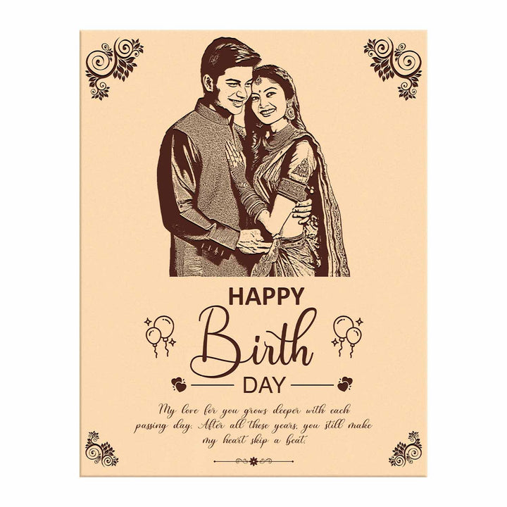 Custom Engraved Wooden Photo Frame for Birthday – Personalized Gift for Couple, Husband or Wife | Customized Name, Date &amp; Message | Wooden Frame with Photo