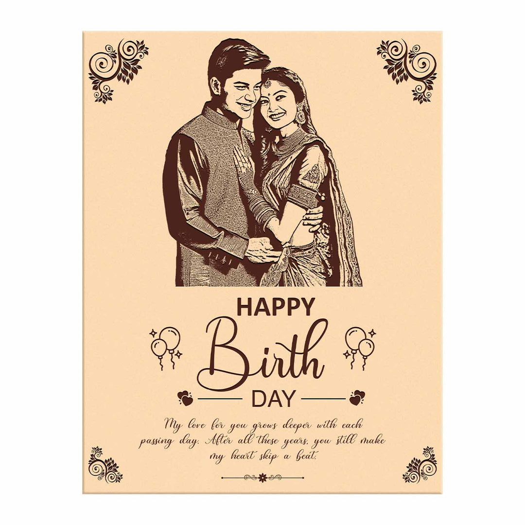 Custom Engraved Wooden Photo Frame for Birthday – Personalized Gift for Couple, Husband or Wife | Customized Name, Date &amp; Message | Wooden Frame with Photo