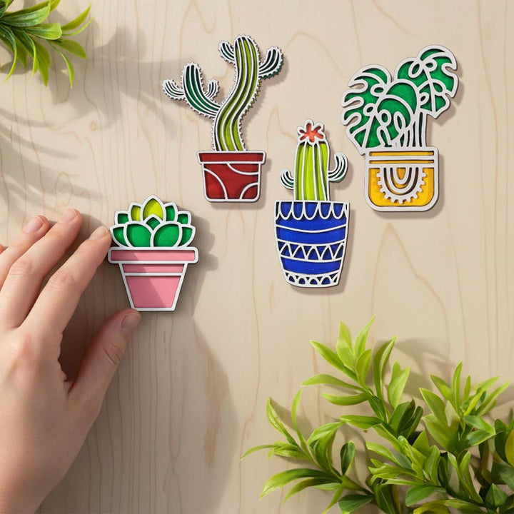 3D Wooden All Plants Mix Sticky Wall Art Pack of 5 | Handcrafted Decorative Signs &amp; Plaques for Living Room, Bedroom, Dining Room, Drawing Room &amp; Office Decor