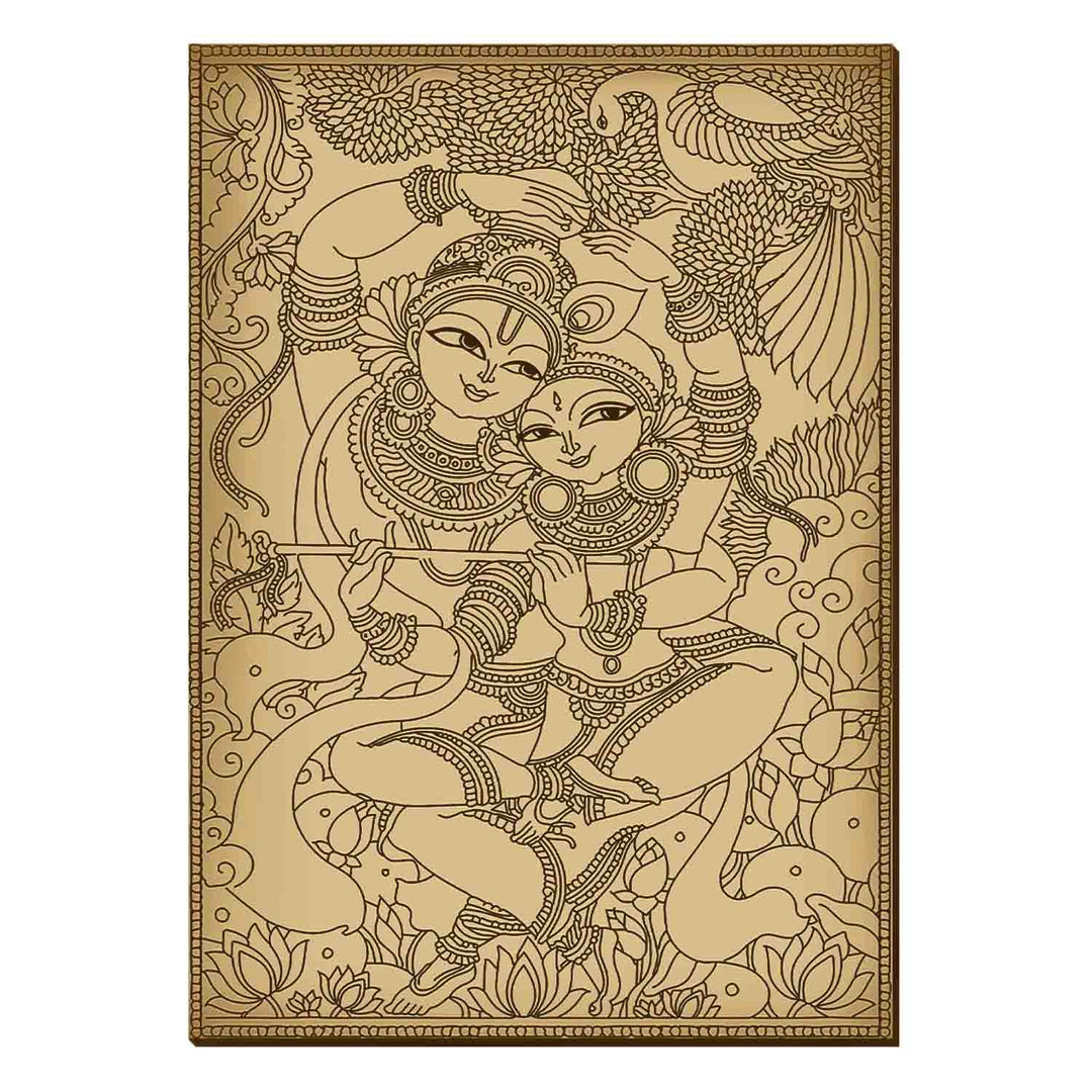 Radha Krishna Madhubani Art Painting | Traditional Mithila Folk Art Wall Hanging | Indian Ethnic Religious Home Decor Artwork for Living Room, Bedroom, Pooja Room