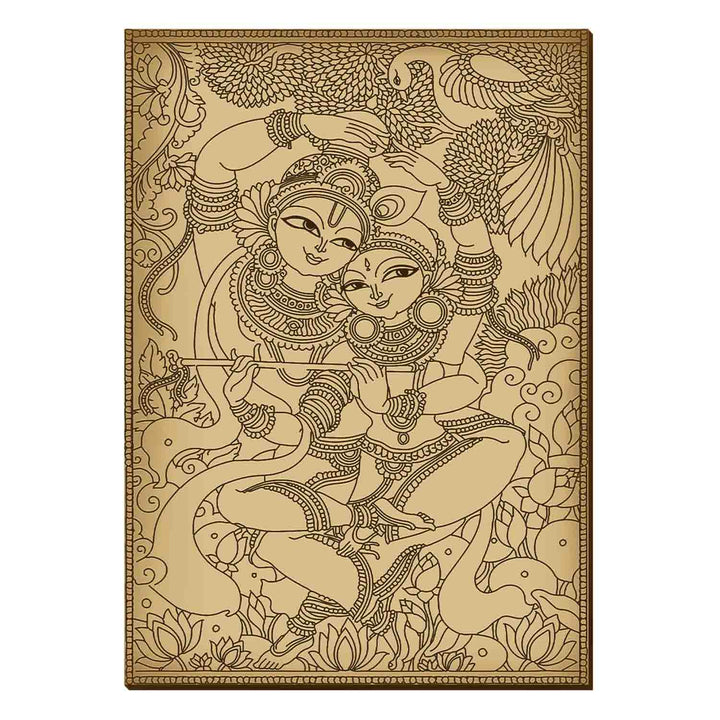 Radha Krishna Madhubani Art Painting | Traditional Mithila Folk Art Wall Hanging | Indian Ethnic Religious Home Decor Artwork for Living Room, Bedroom, Pooja Room