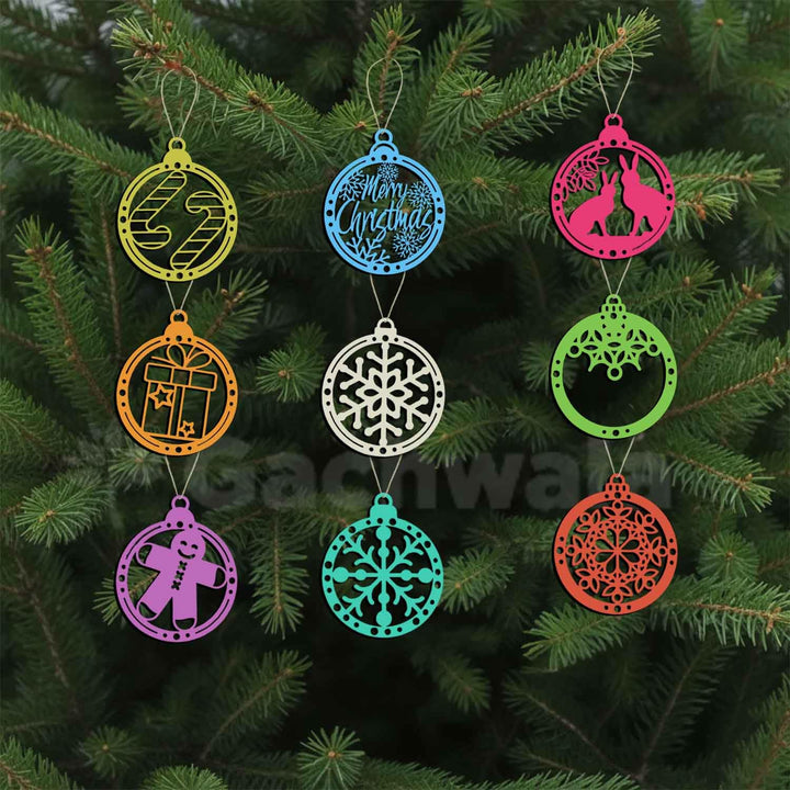Set of 15 Raw Wooden Christmas Décor Pieces (Without Base) | Snowflake, Gingerbread, Bell, Candy Cane &amp; Christmas Charm Ornaments | Handcrafted Hanging &amp; Tree Decoration for Home &amp; Church
