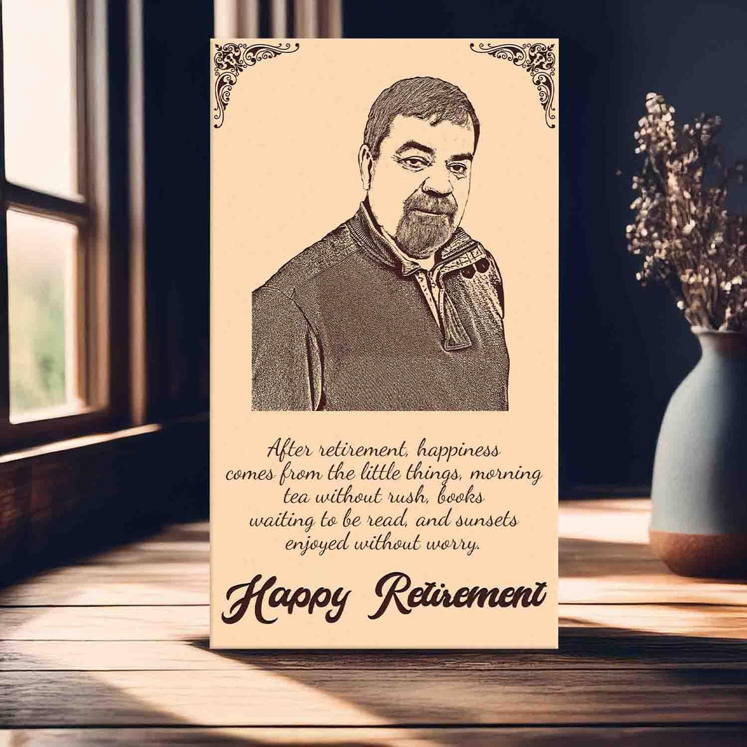 Personalized Wooden Photo Frame | Custom Engraved Name &amp; Message | Farewell Gift for Teacher, Boss &amp; Colleague | Thoughtful Retirement Keepsake | Decorative Wooden Tabletop Frame