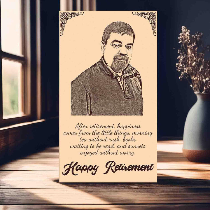 Personalized Wooden Photo Frame | Custom Engraved Name &amp; Message | Farewell Gift for Teacher, Boss &amp; Colleague | Thoughtful Retirement Keepsake | Decorative Wooden Tabletop Frame