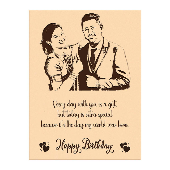 Personalized Wooden Photo Frame for Couple – Engraved Birthday Gift for Husband or Wife | Custom Photo Frame with Name, Message &amp; Picture | Romantic Wooden Frame for Couples