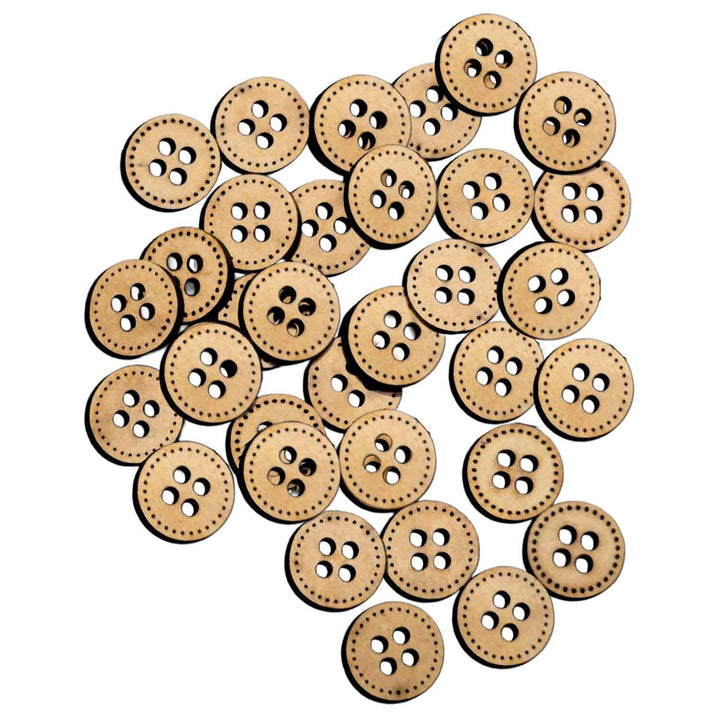 50 Pieces Wooden Buttons for Clothes | Natural Round Wooden Shirt Buttons for Men &amp; Women | Ideal for Kurtas, Kurtis, Sewing, Crafts &amp; Embroidery (Design 1)