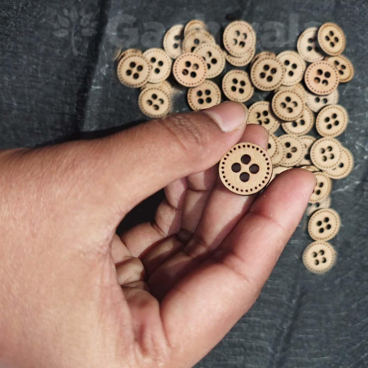 50 Pieces Wooden Buttons for Clothes | Natural Round Wooden Shirt Buttons for Men &amp; Women | Ideal for Kurtas, Kurtis, Sewing, Crafts &amp; Embroidery (Design 1)