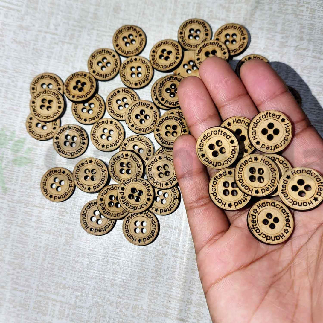 50 Pieces Wooden Buttons for Clothes | Natural Round Wooden Shirt Buttons for Men &amp; Women | Ideal for Kurtas, Kurtis, Sewing, Crafts &amp; Embroidery (Design 8)