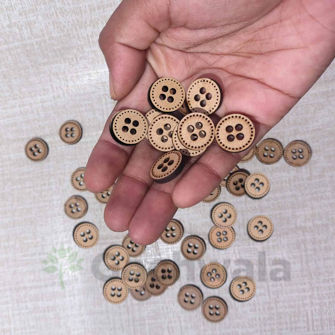 50 Pieces Wooden Buttons for Clothes | Natural Round Wooden Shirt Buttons for Men &amp; Women | Ideal for Kurtas, Kurtis, Sewing, Crafts &amp; Embroidery (Design 1)