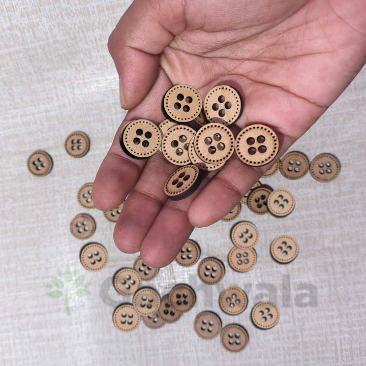 50 Pieces Wooden Buttons for Clothes | Natural Round Wooden Shirt Buttons for Men &amp; Women | Ideal for Kurtas, Kurtis, Sewing, Crafts &amp; Embroidery (Design 1)