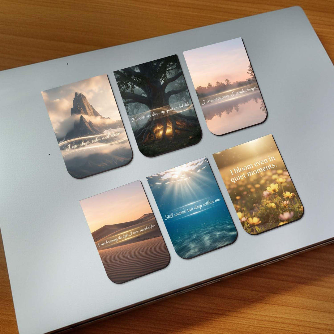 Set of 6 Aesthetic Nature &amp; Inspirational Quote Bookmarks — Premium Rounded-Corner Book Marks for Books, Novels &amp; Journals | Aesthetic Bookmarks &amp; Reading Accessories for Book Lovers