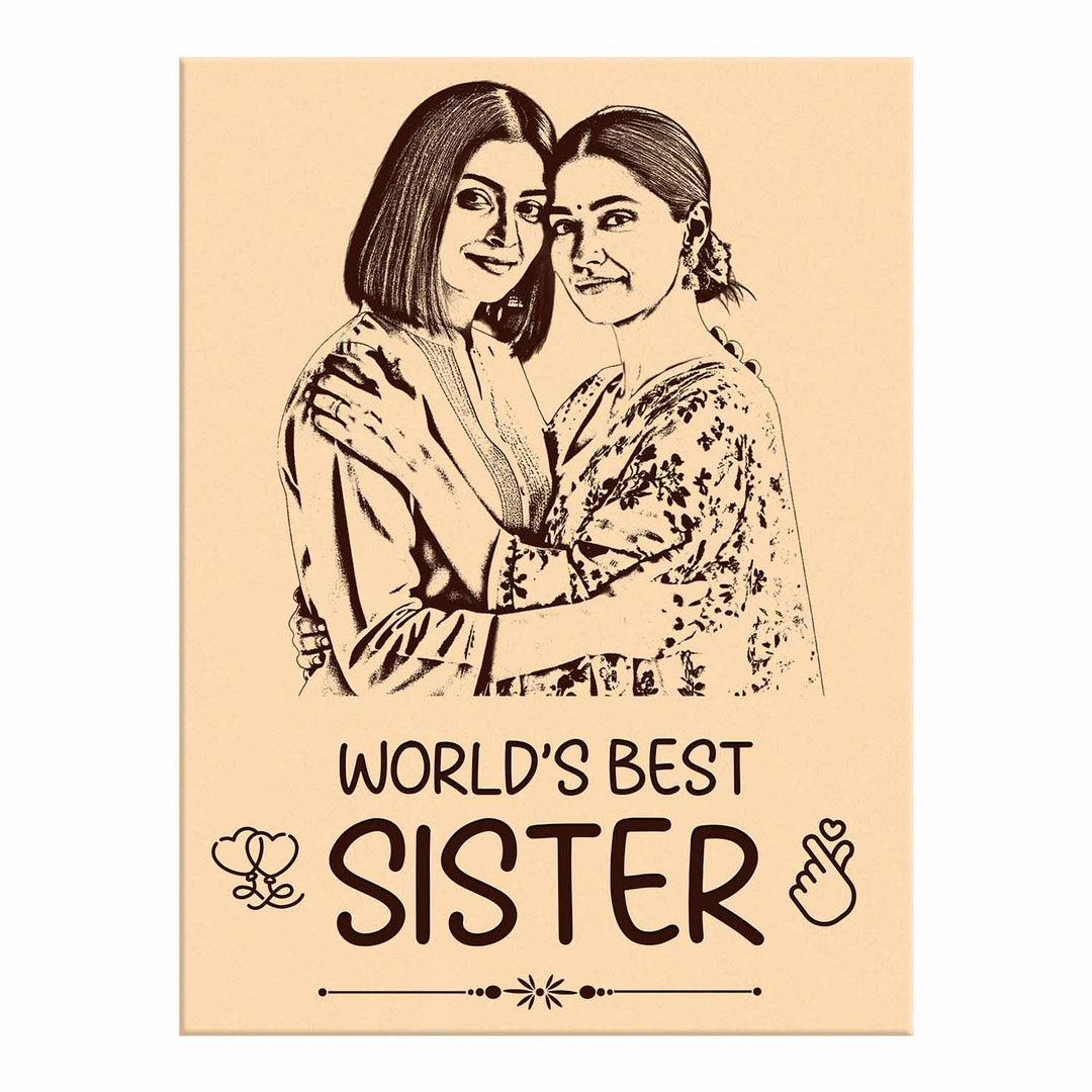 Personalized Wooden Photo Frame for Sister – Custom Engraved Birthday Gift, Rakhi Gift, or Memory Keepsake | Wooden Frame with Photo, Name &amp; Message