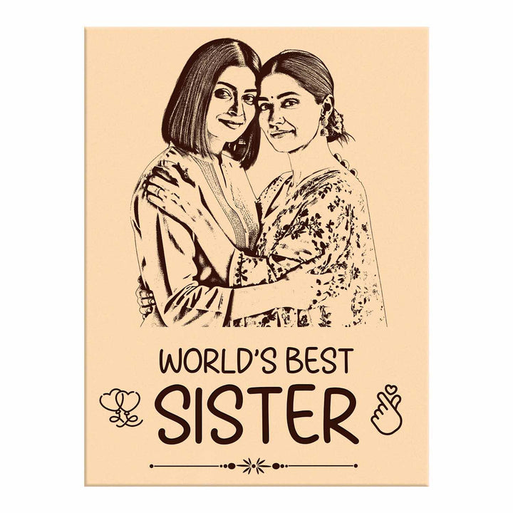 Personalized Wooden Photo Frame for Sister – Custom Engraved Birthday Gift, Rakhi Gift, or Memory Keepsake | Wooden Frame with Photo, Name &amp; Message