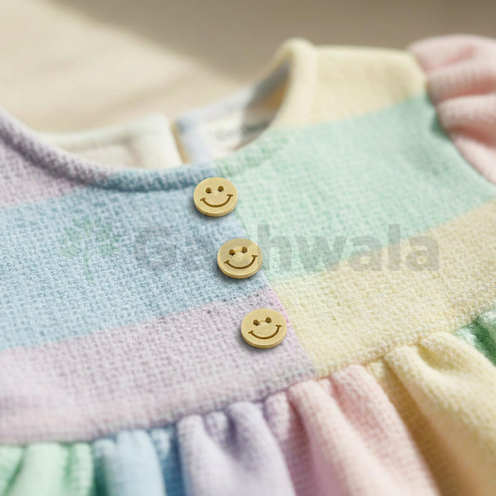 50 Pieces Wooden Buttons for Clothes | Natural Round Wooden Shirt Buttons for Men &amp; Women | Ideal for Kurtas, Kurtis, Sewing, Crafts &amp; Embroidery (Smiley 1)