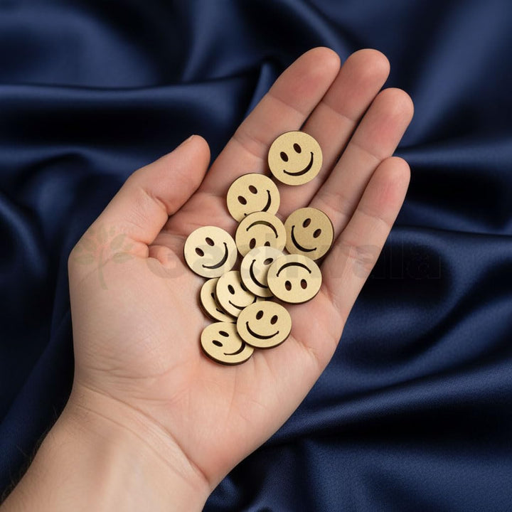 50 Pieces Wooden Buttons for Clothes | Natural Round Wooden Shirt Buttons for Men &amp; Women | Ideal for Kurtas, Kurtis, Sewing, Crafts &amp; Embroidery (Smiley 1)
