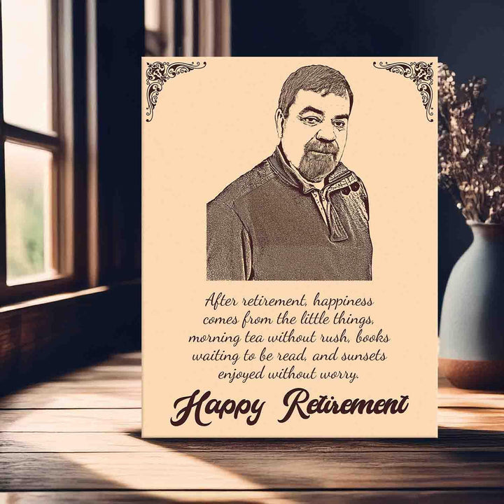 Personalized Wooden Photo Frame | Custom Engraved Name &amp; Message | Farewell Gift for Teacher, Boss &amp; Colleague | Thoughtful Retirement Keepsake | Decorative Wooden Tabletop Frame