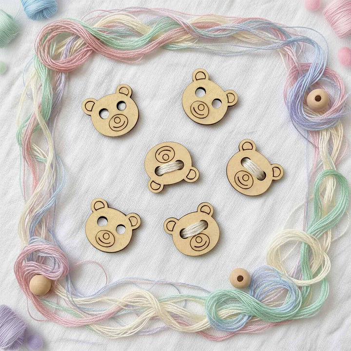 50 Pieces Wooden Buttons for Clothes | Natural Round Wooden Shirt Buttons for Men &amp; Women | Ideal for Kurtas, Kurtis, Sewing, Crafts &amp; Embroidery (Teddy Bear)