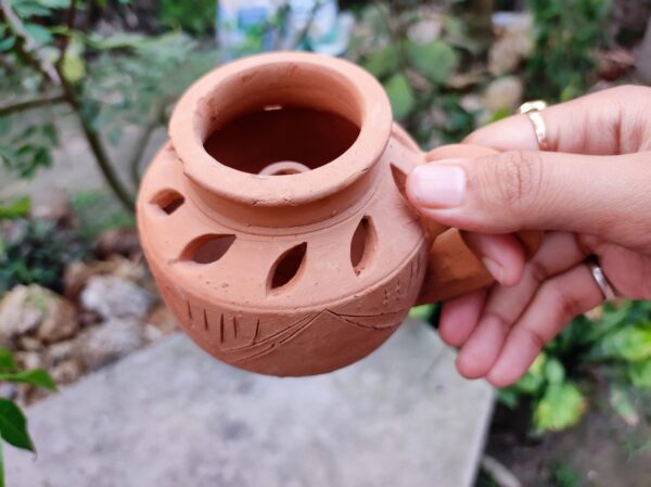 Gachwala Terracotta Table Lamps for Home Decoration (12x9x9) Cm, Cup Shaped Terracotta Oil Lamp, Terracotta Decorative for Home, Terracotta Clay Decorative Items - ( Without Chimney)