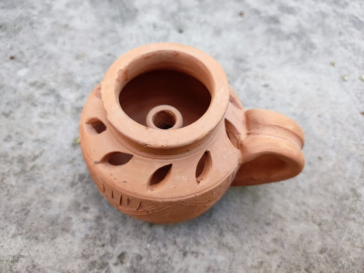 Gachwala Terracotta Table Lamps for Home Decoration (12x9x9) Cm, Cup Shaped Terracotta Oil Lamp, Terracotta Decorative for Home, Terracotta Clay Decorative Items - ( Without Chimney)