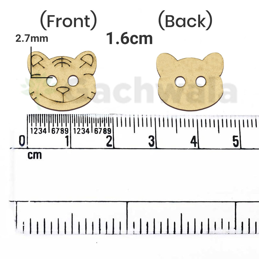50 Pieces Natural Wooden Buttons for Clothes | Eco-Friendly Sewing Buttons for Shirts, Kurtas, Kurtis, Crafts &amp; DIY Projects (TigerFace-2-Hole-Btn-50)