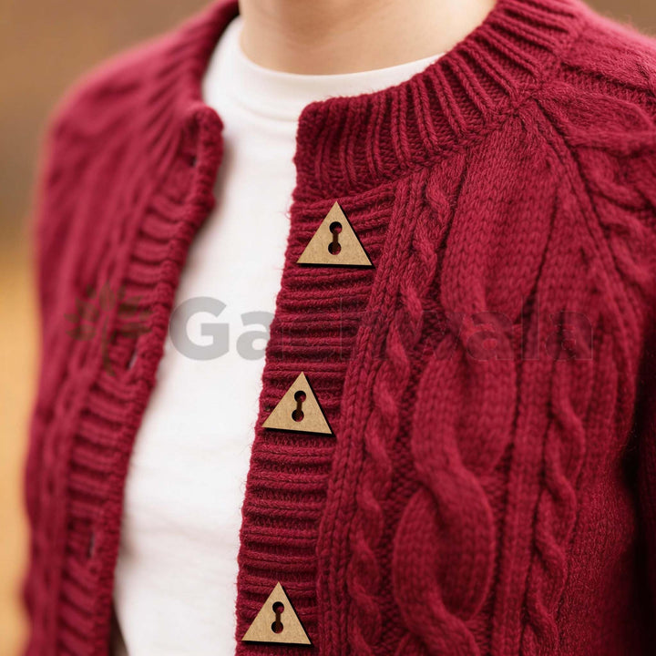 50 Pieces Wooden Buttons for Clothes | Natural Round Wooden Shirt Buttons for Men &amp; Women | Ideal for Kurtas, Kurtis, Sewing, Crafts &amp; Embroidery (Design 11 Triangle)