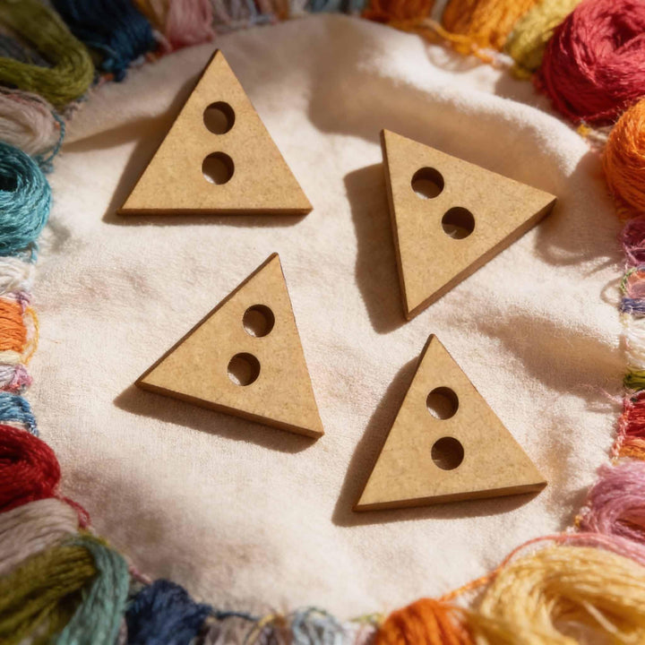 50 Pieces Wooden Buttons for Clothes | Natural Round Wooden Shirt Buttons for Men &amp; Women | Ideal for Kurtas, Kurtis, Sewing, Crafts &amp; Embroidery (Design 11 Triangle)