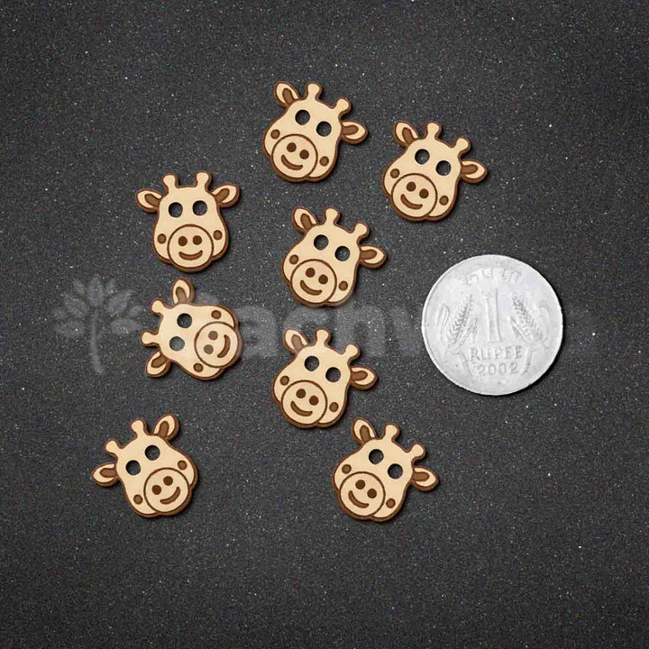 50 Pieces Natural Wooden Buttons for Clothes | Eco-Friendly Sewing Buttons for Shirts, Kurtas, Kurtis, Crafts &amp; DIY Projects (CowFace-2-Hole-Btn-50)
