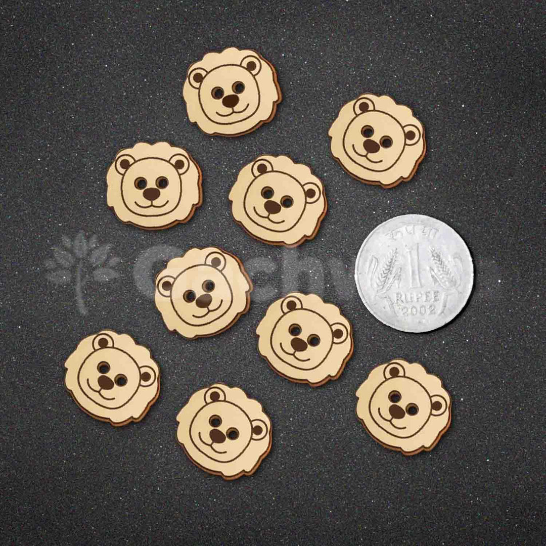 50 Pieces Natural Wooden Buttons for Clothes | Eco-Friendly Sewing Buttons for Shirts, Kurtas, Kurtis, Crafts &amp; DIY Projects (LionFace-2-Hole-Btn-50)