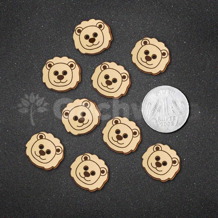 50 Pieces Natural Wooden Buttons for Clothes | Eco-Friendly Sewing Buttons for Shirts, Kurtas, Kurtis, Crafts &amp; DIY Projects (LionFace-2-Hole-Btn-50)