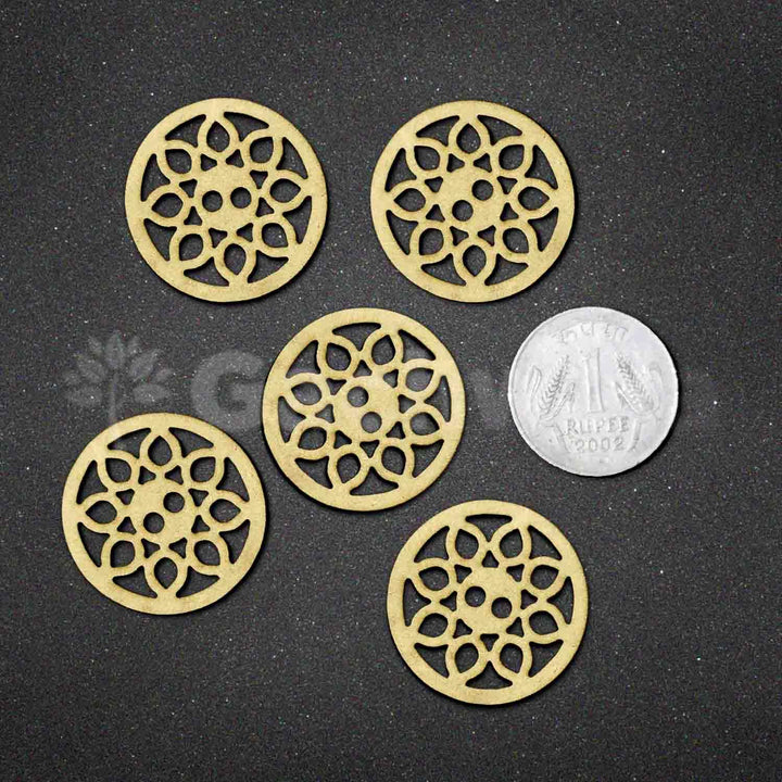 32 Pieces Round Wooden Buttons for Sewing | Natural Design Wooden Buttons | Stitchable Buttons for Kurtas, Craft, Embroidery &amp; DIY Projects (Mandala-2-Hole-Btn-32)