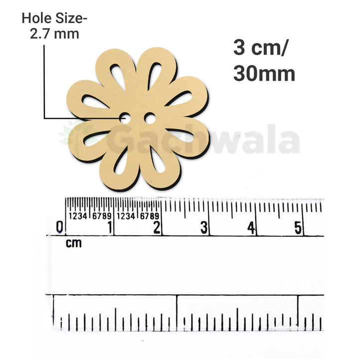 32 Pieces Round Wooden Buttons for Sewing | Natural Design Wooden Buttons | Stitchable Buttons for Kurtas, Craft, Embroidery &amp; DIY Projects (Petal-2-Hole-Btn-32)