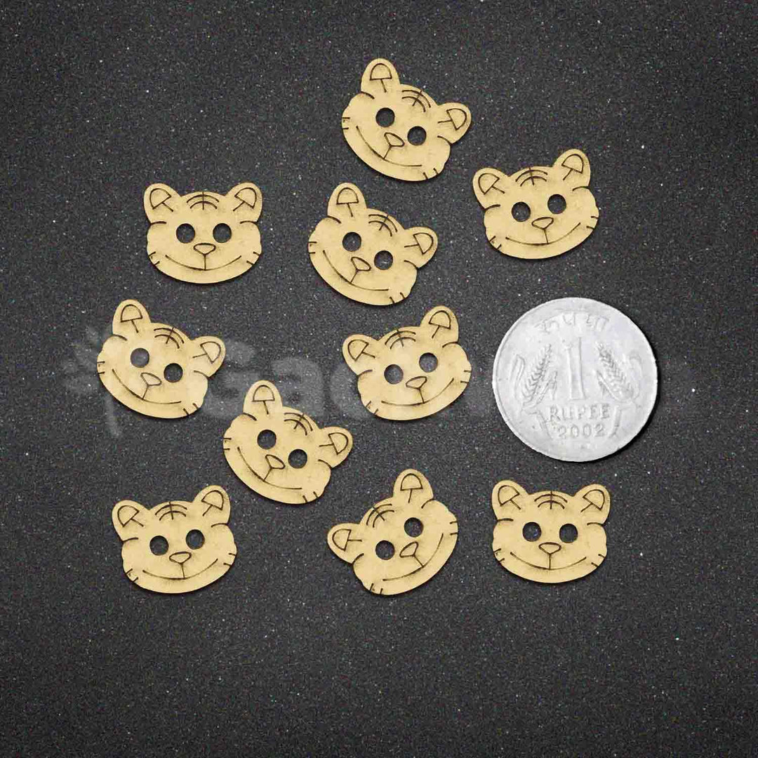 50 Pieces Natural Wooden Buttons for Clothes | Eco-Friendly Sewing Buttons for Shirts, Kurtas, Kurtis, Crafts &amp; DIY Projects (TigerFace-2-Hole-Btn-50)
