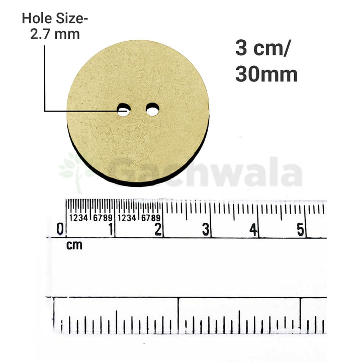 Gachwala 32 Pieces Round Wooden Buttons for Sewing | Natural Design Wooden Buttons | Stitchable Buttons for Kurtas, Craft, Embroidery &amp; DIY Projects (SimpleCircle-2-Hole-Btn-32)