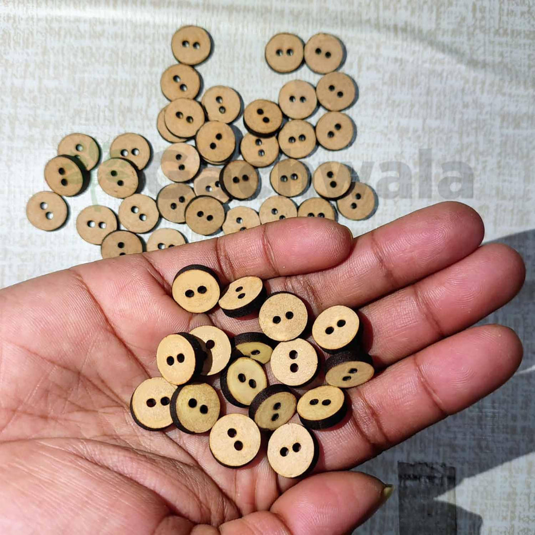 72 Pieces Natural Wooden Circle Buttons for Clothes – Circle 2-Hole Wooden Shirt Buttons for Men &amp; Women | Ideal for Kurtas, Kurtis, Sewing, Crafts, DIY &amp; Embroidery (2 Holes -10 mm)
