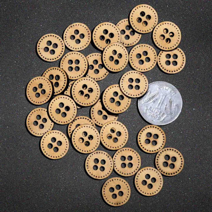 50 Pieces Wooden Buttons for Clothes | Natural Round Wooden Shirt Buttons for Men &amp; Women | Ideal for Kurtas, Kurtis, Sewing, Crafts &amp; Embroidery (Design 1)