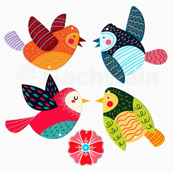 Handcrafted Colorful Bird Wall Hanging for Living Room &amp; Entrance | Wooden Hanging Decoration for Home, Balcony &amp; Diwali Décor | Decorative Wall Decor Gift Item (Design 4)