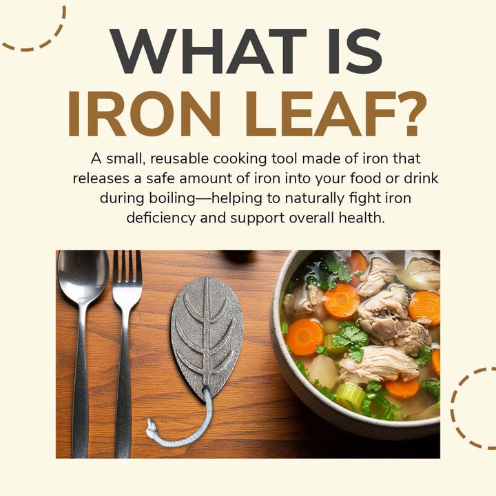 Natural Iron Leaf Cooking Tool – Natural Kitchen Aid to Boost Daily Iron Intake – Reusable &amp; Food-Safe with 5-Year Supply